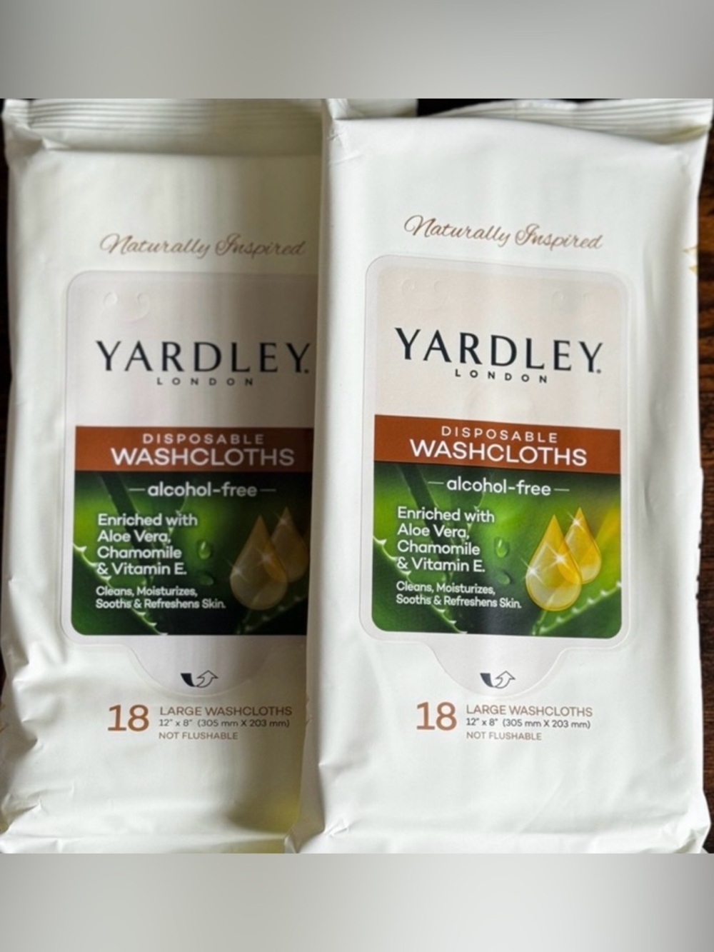 Yardley London Disposable Washcloths Alcohol Free - Aloe, Chamomile & Vitamin E